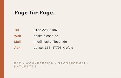 Visitenkarte Rückseite